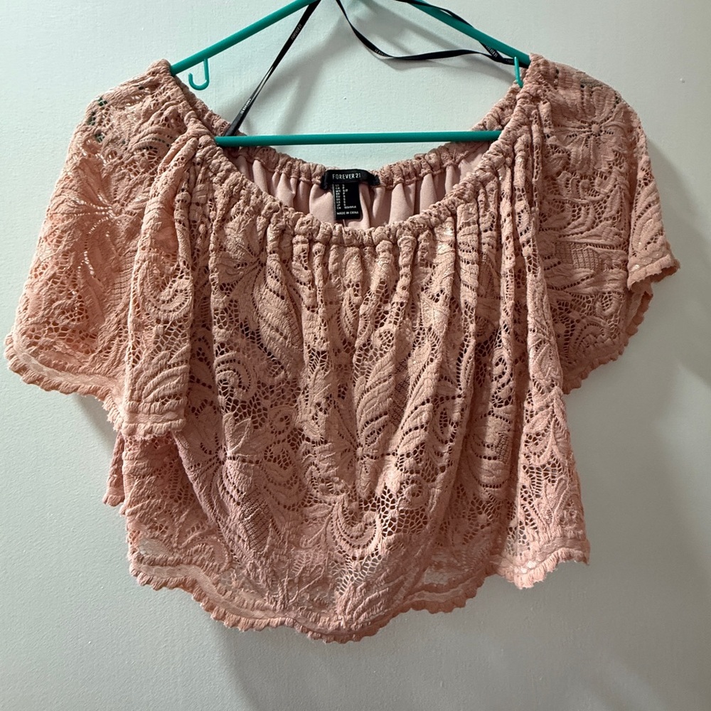 Forever 21 Blush Lace Crop Top